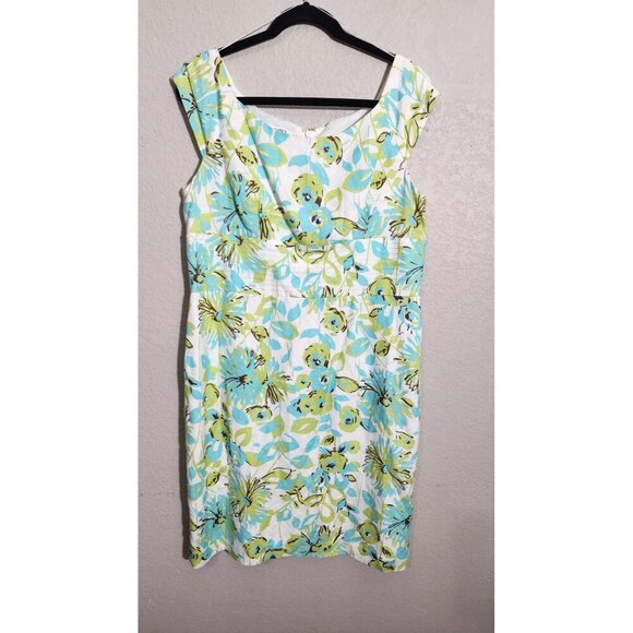 Cato Dress Womens 16 Floral Sleeveless Sheath Linen Blend Lined Spring Occasion - Picture 1 of 14